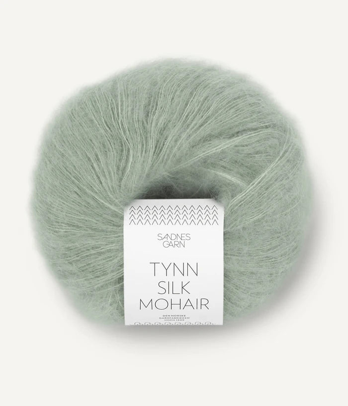 Tynn Silk Mohair - farve 8521 Støvet Lys Grønn