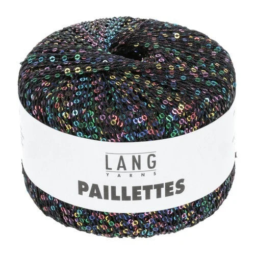 Lang Yarns Paillettes - frv 104 sort med multifarvede palietter