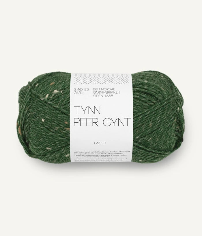 Tynn Peer Gynt - farve 8085 Skoggrønn med Natur Tweed
