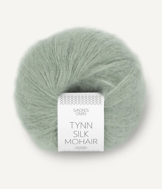 Tynn Silk Mohair - farve 8521 Støvet Lys Grønn