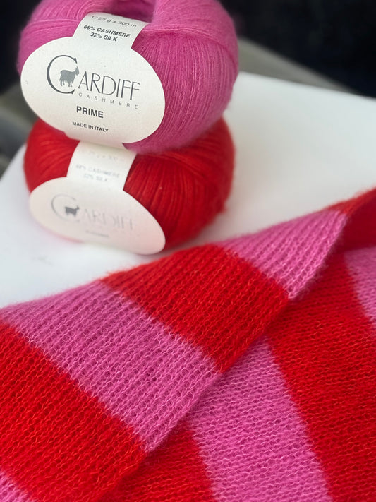 Kit Mimis Tørklæde - Cashmere prime udgave pink/orange