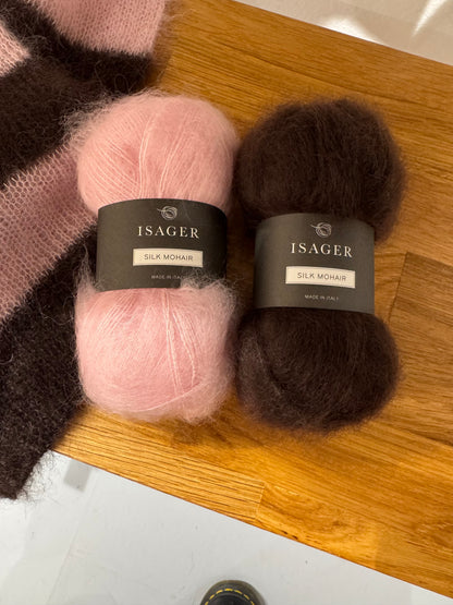 Kit til Mimis tørklæde - mørkebrun og pink