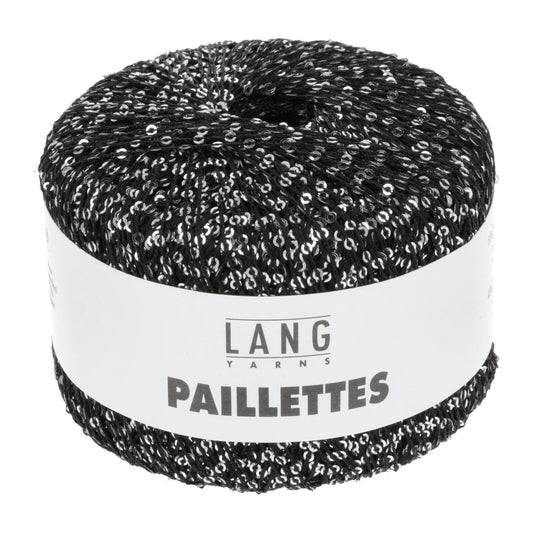 Lang Yarns Paillettes - frv 0004 Sort med sølvfarvede palietter