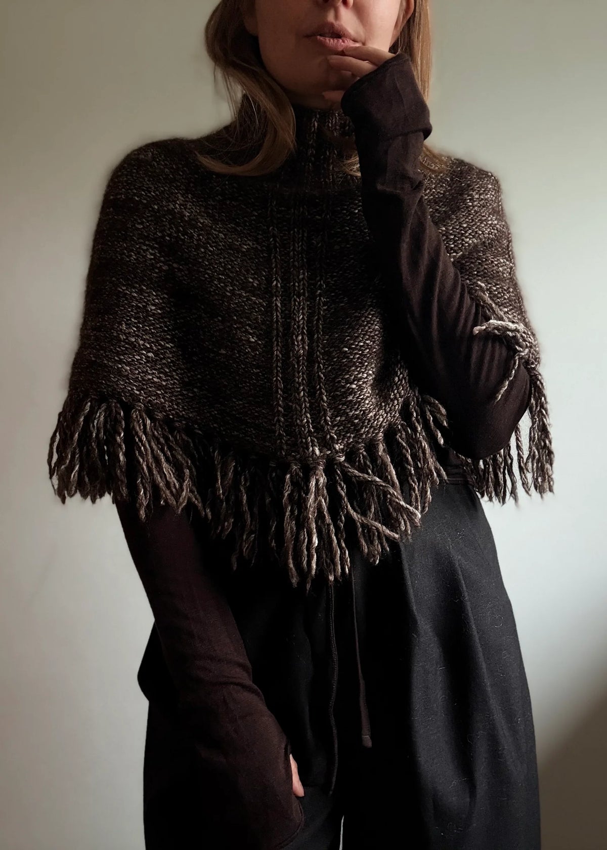 Bawi Poncho garnkit - ensfarvet [Aran tweed/Isager Silk mohair]