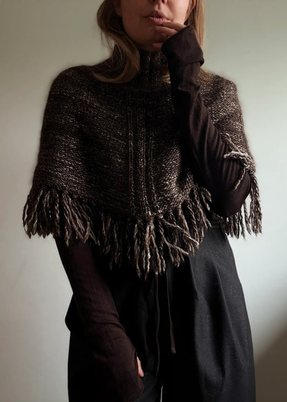 Bawi Poncho garnkit - ensfarvet [Aran tweed/Isager Silk mohair]