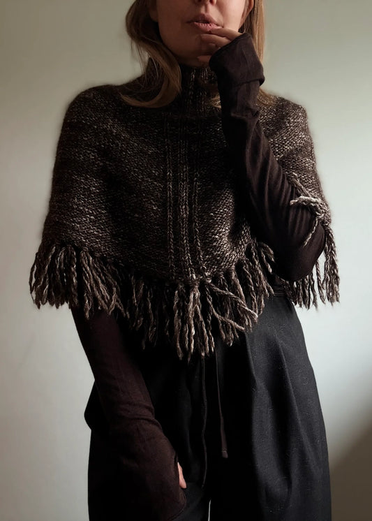 Bawi Poncho garnkit - ensfarvet [Aran tweed/Isager Silk mohair]